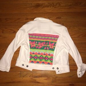 AG White Denim Jacket with Embroidered Back Panel